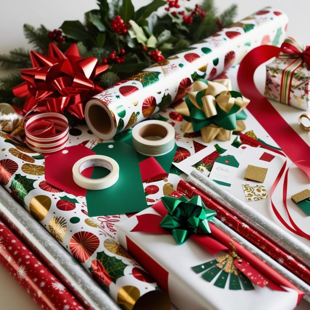 tmas wrapping paper and supplies