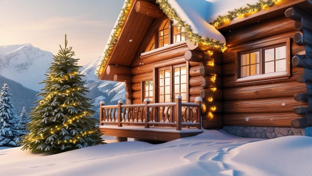 log cabin in the mountains