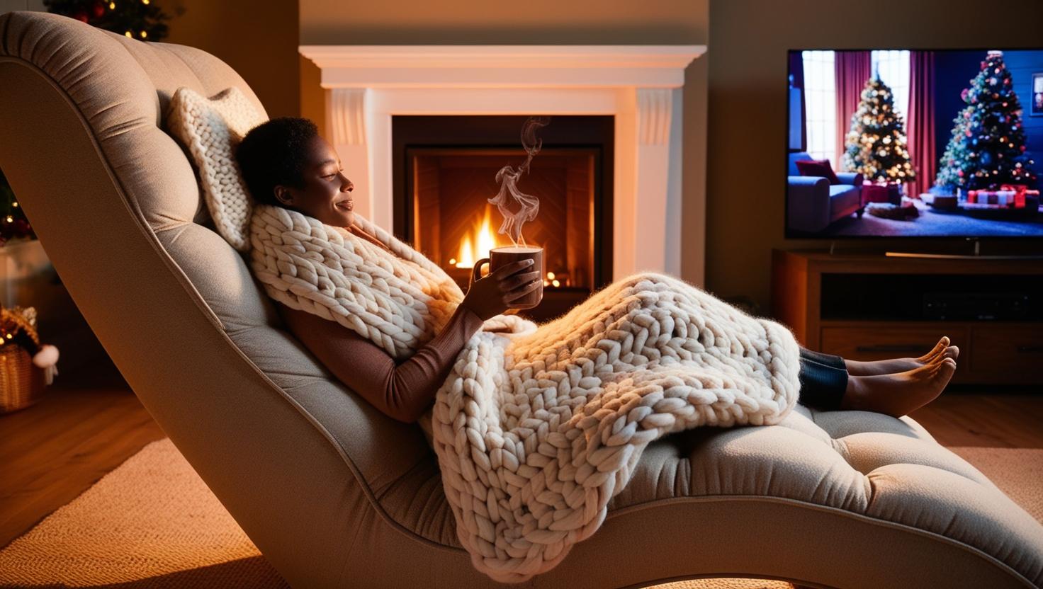 lady on oversized chair relaxing