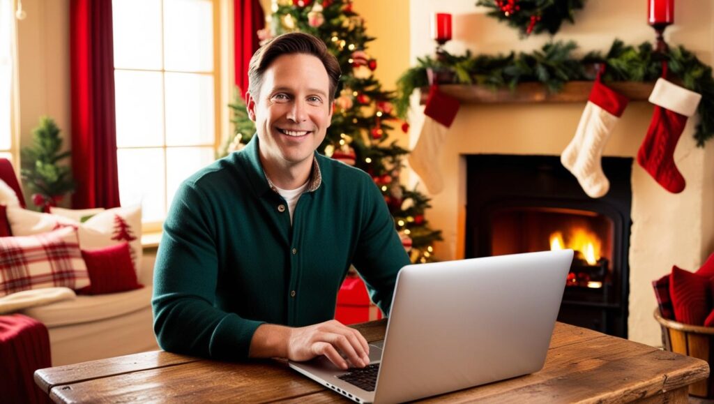 Man using laptop for Blogmas