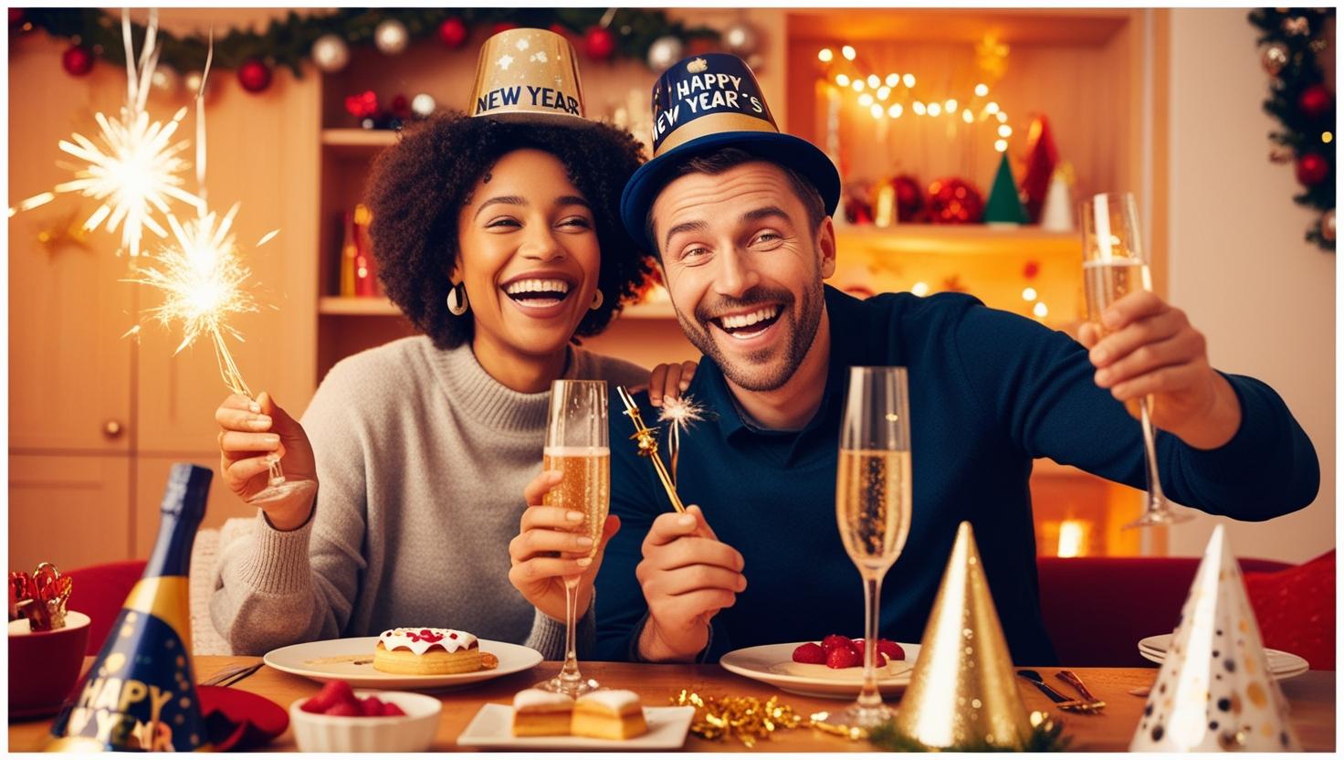 Couple having a New Year celebration