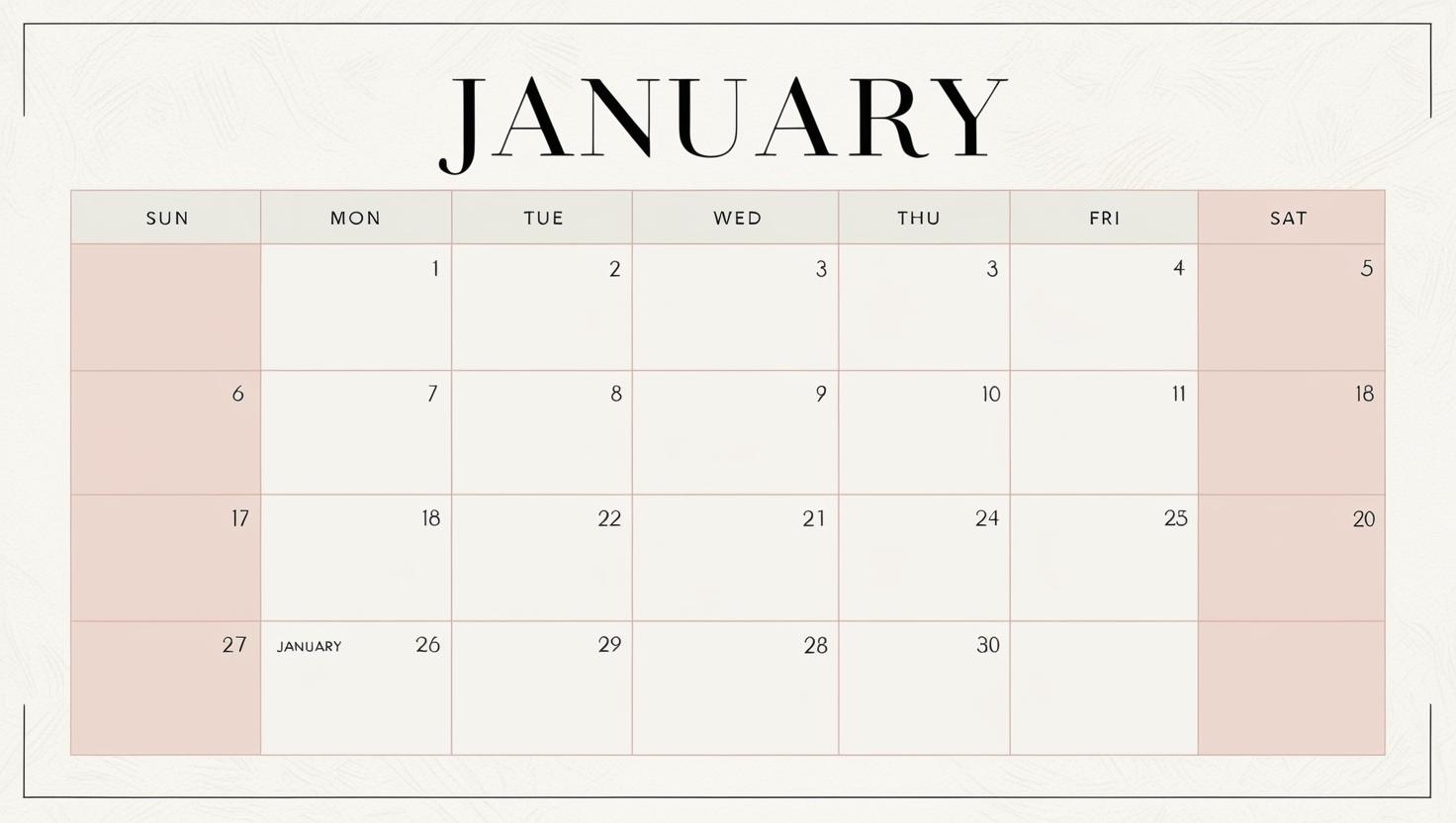 january calendar