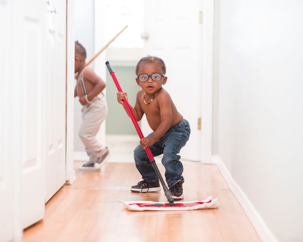 kids cleaning