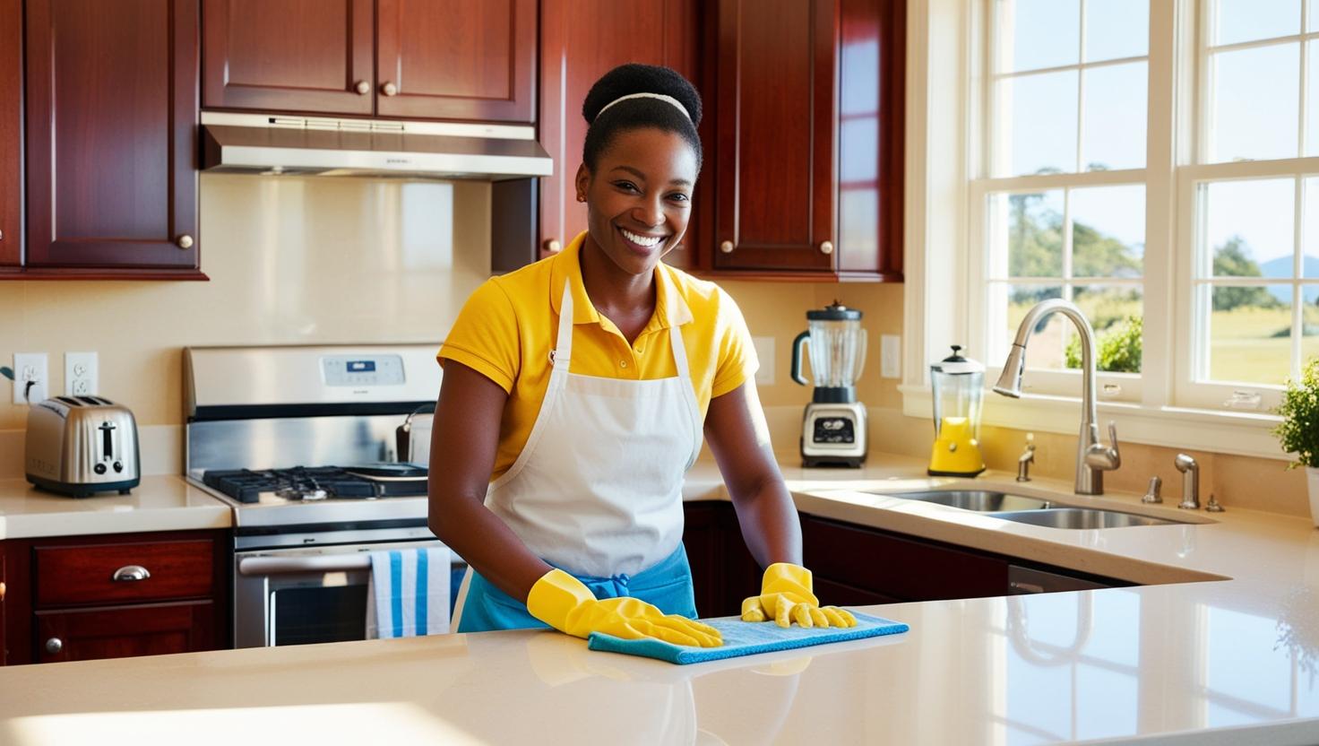 woman cleaning kitchen