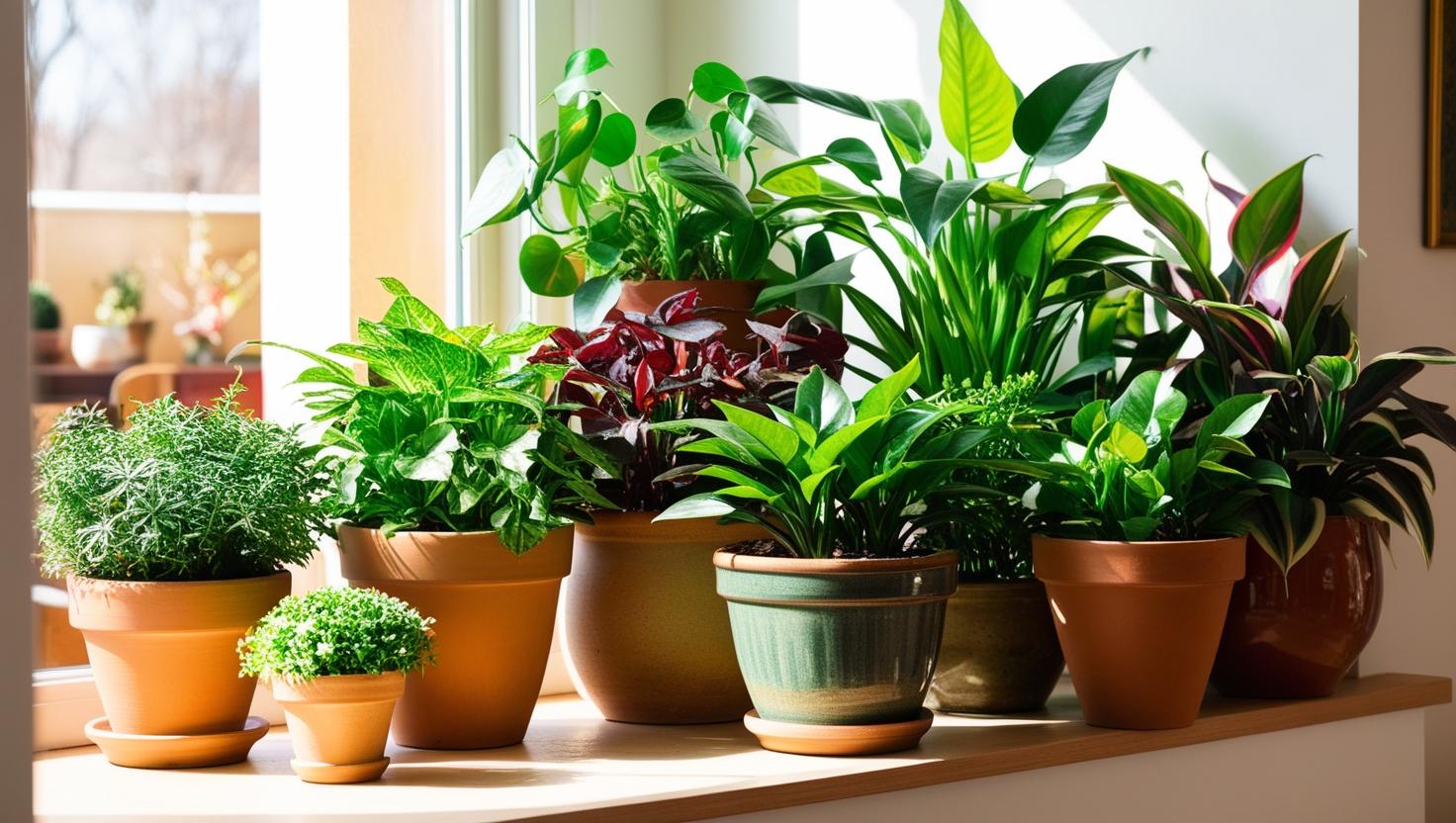 Plants inside sunny window