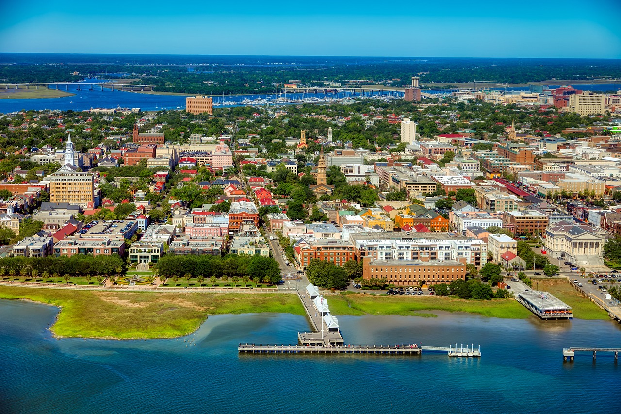 aerial view of charleston