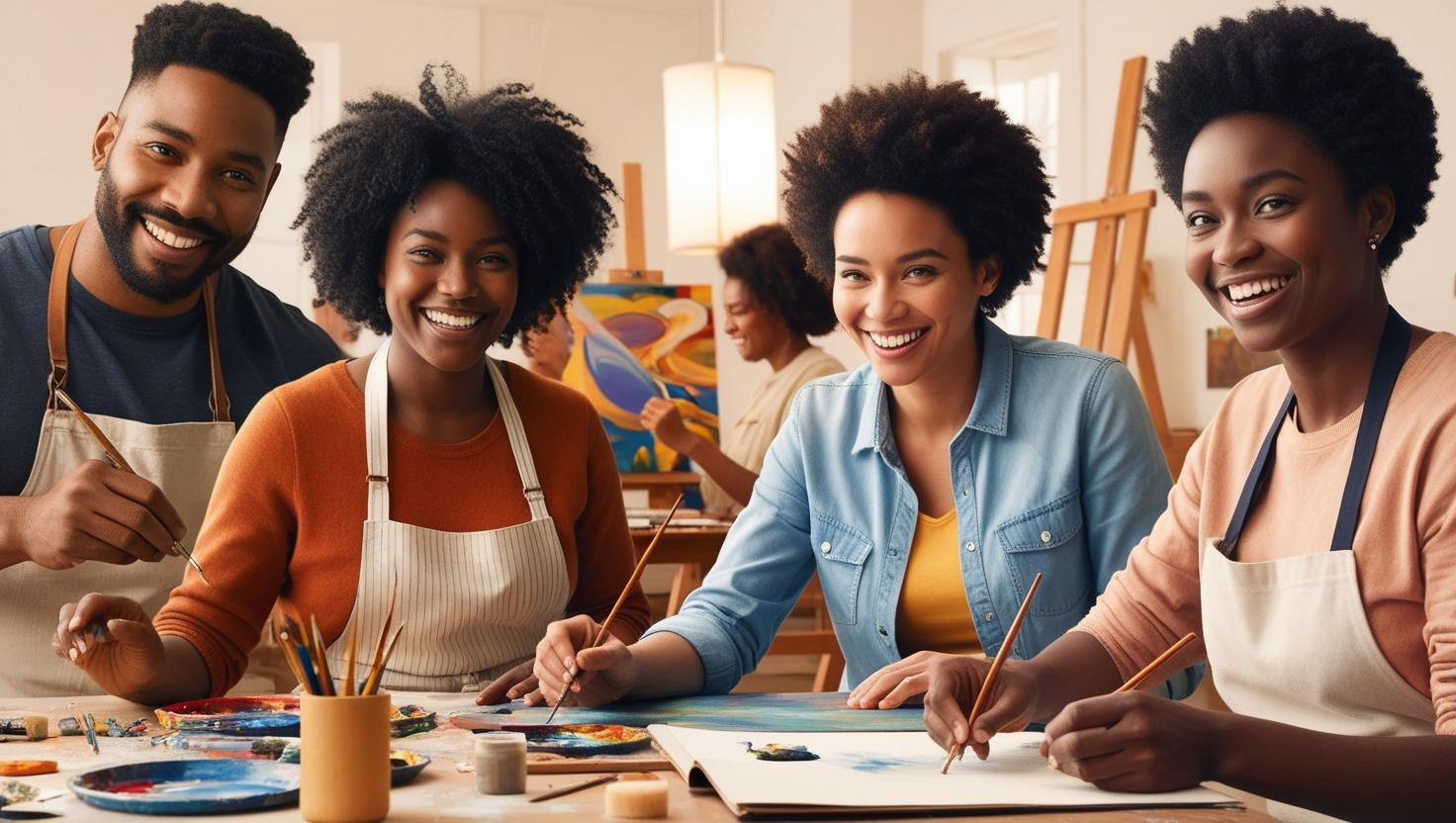 group of people painting