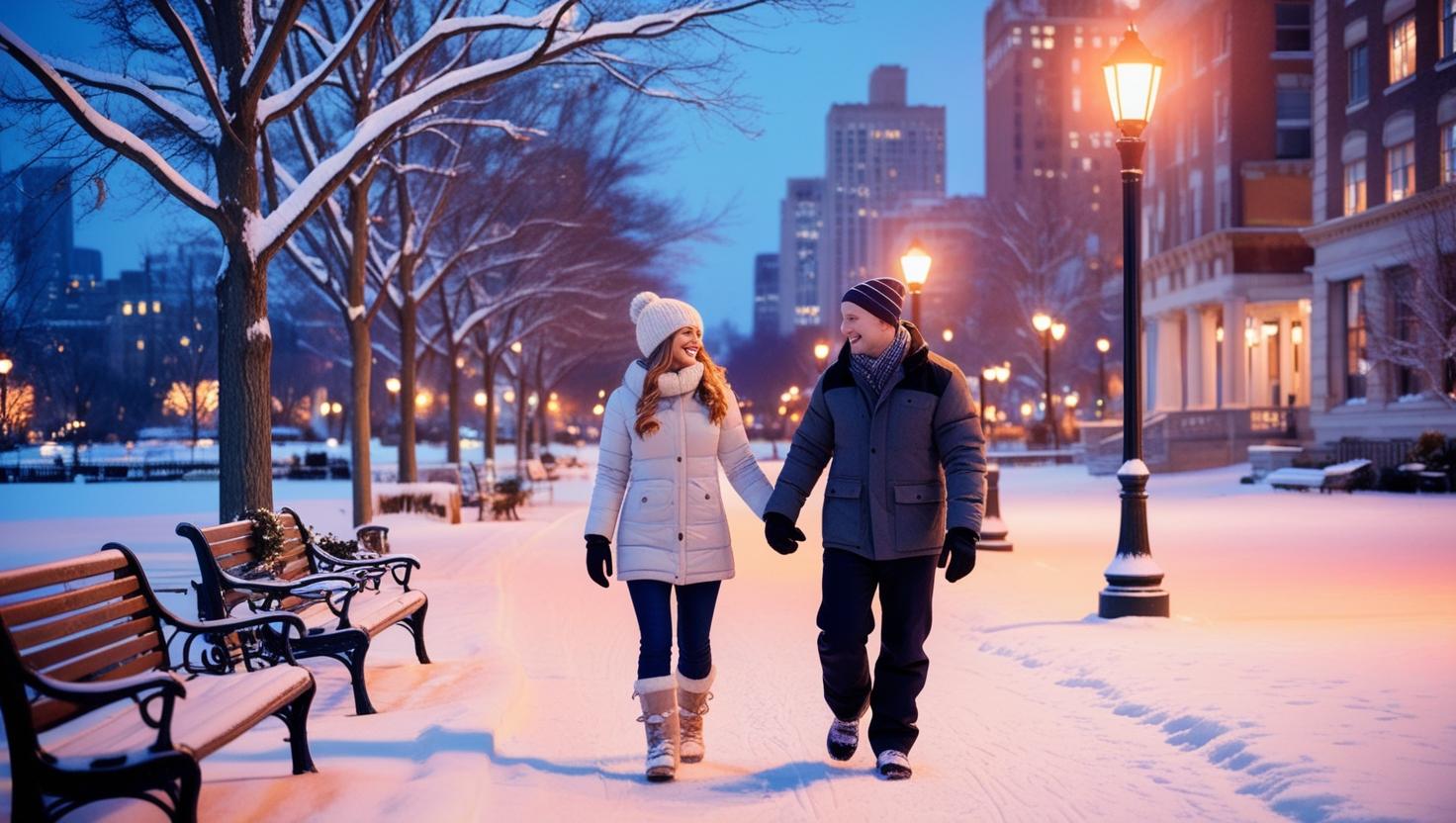 couple walking in winter