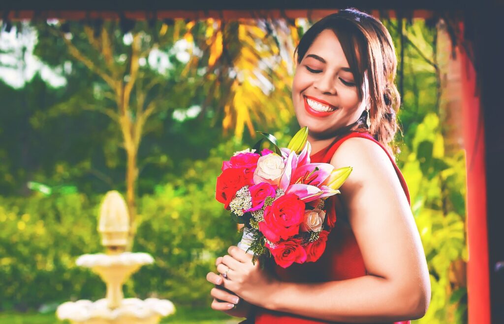 woman with flowers