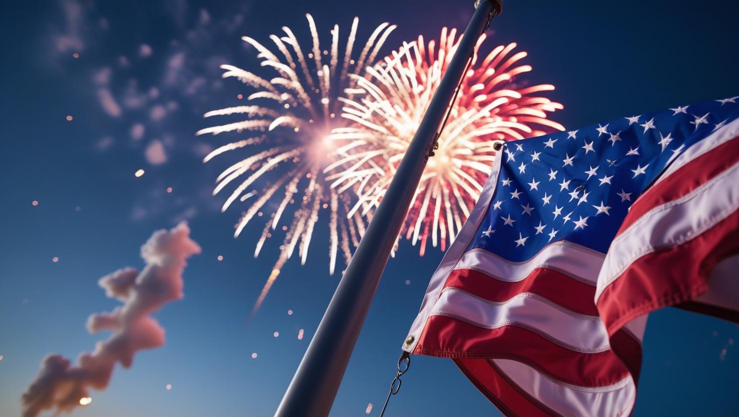 Us Flag and fireworks