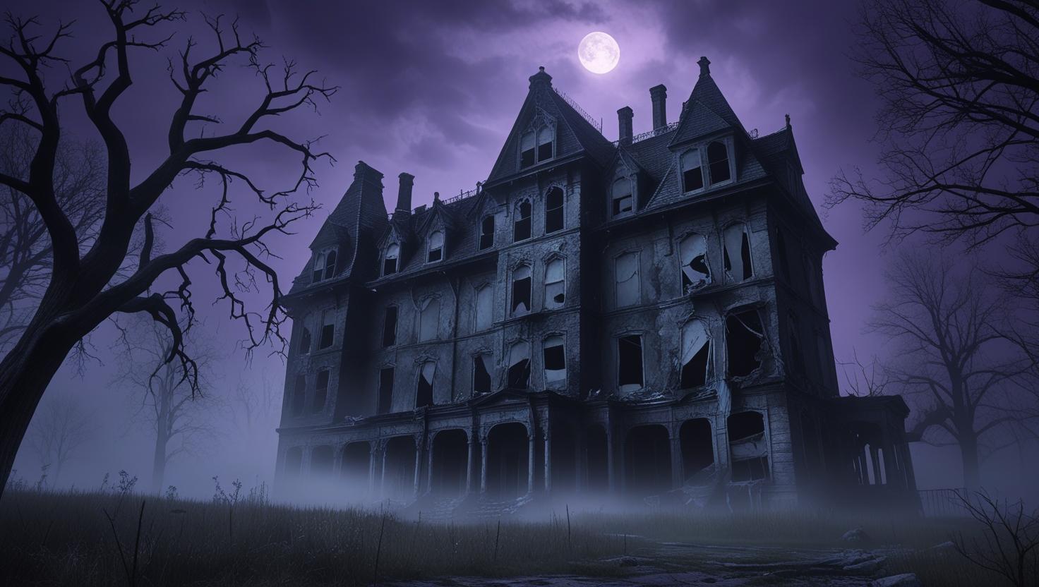 Haunted Hotel under full moon