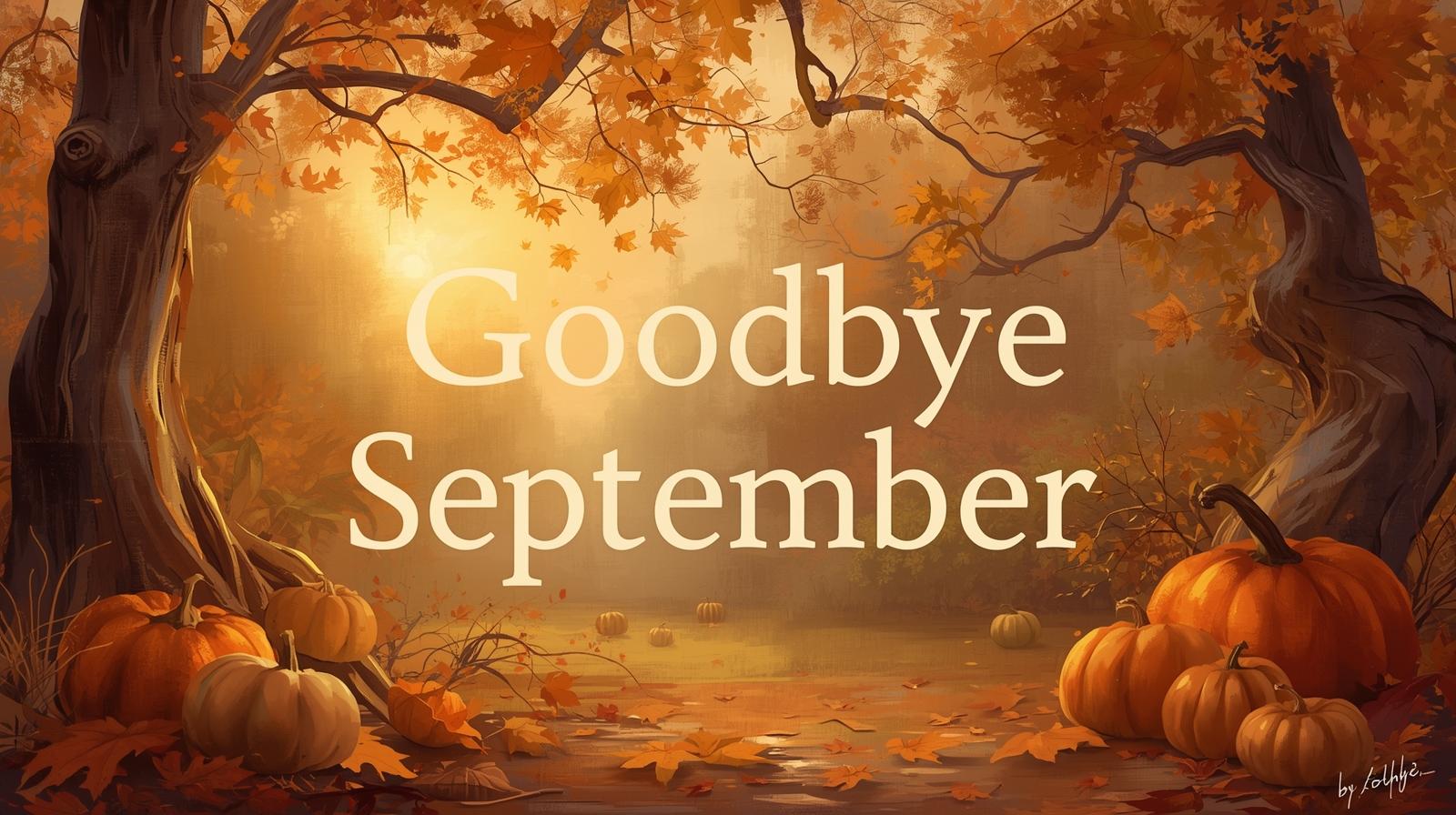 Goodbye September theme surrounded in a warm cozy fall aesthetic