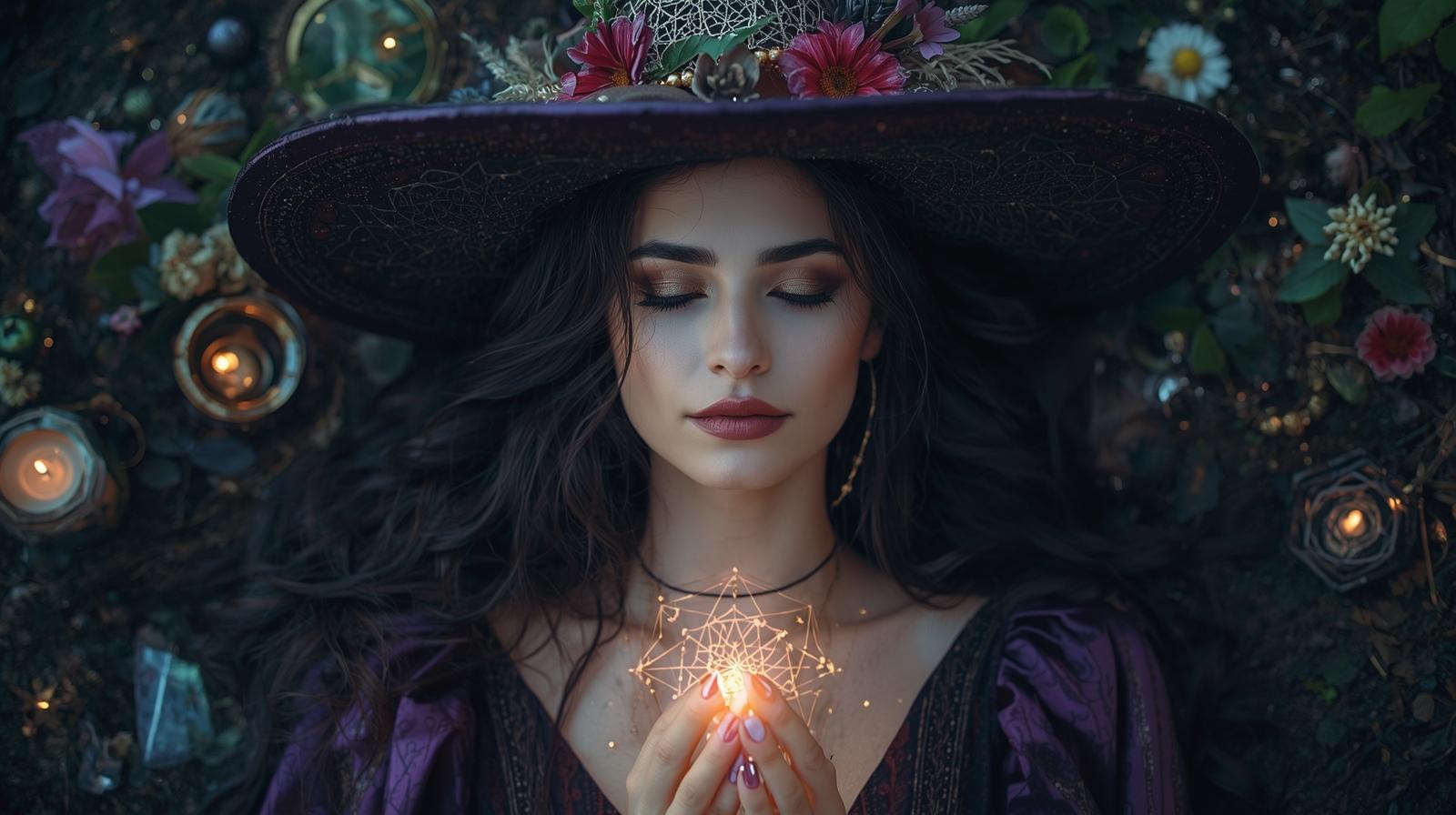 a witch doing affirmations