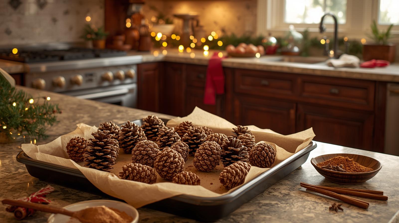 baking cinnamon pinecones
