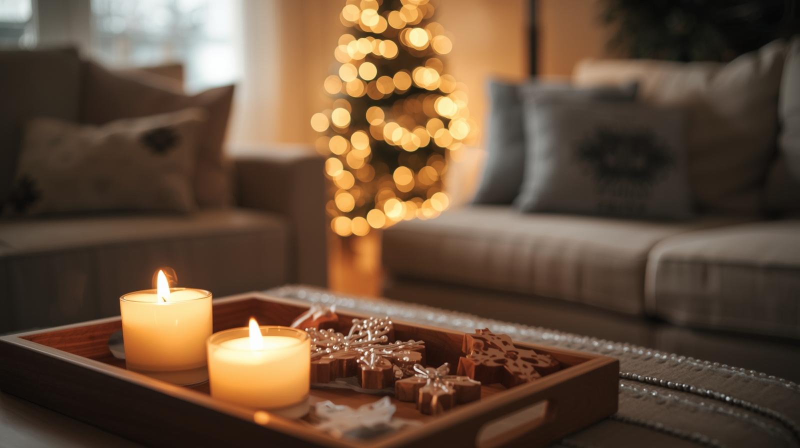 minimalistic living room at Christmas