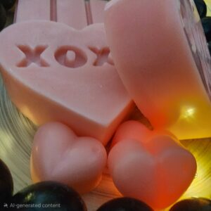 Pink A Thousand wishes wax melts on bamboo tray