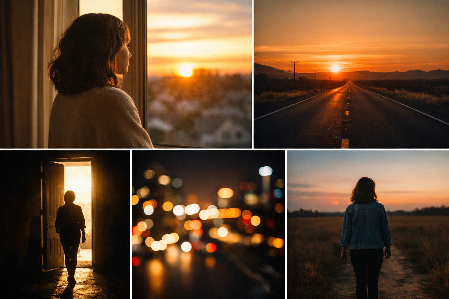 Woman looking out a window at sunset reflecting on the fear of time passing