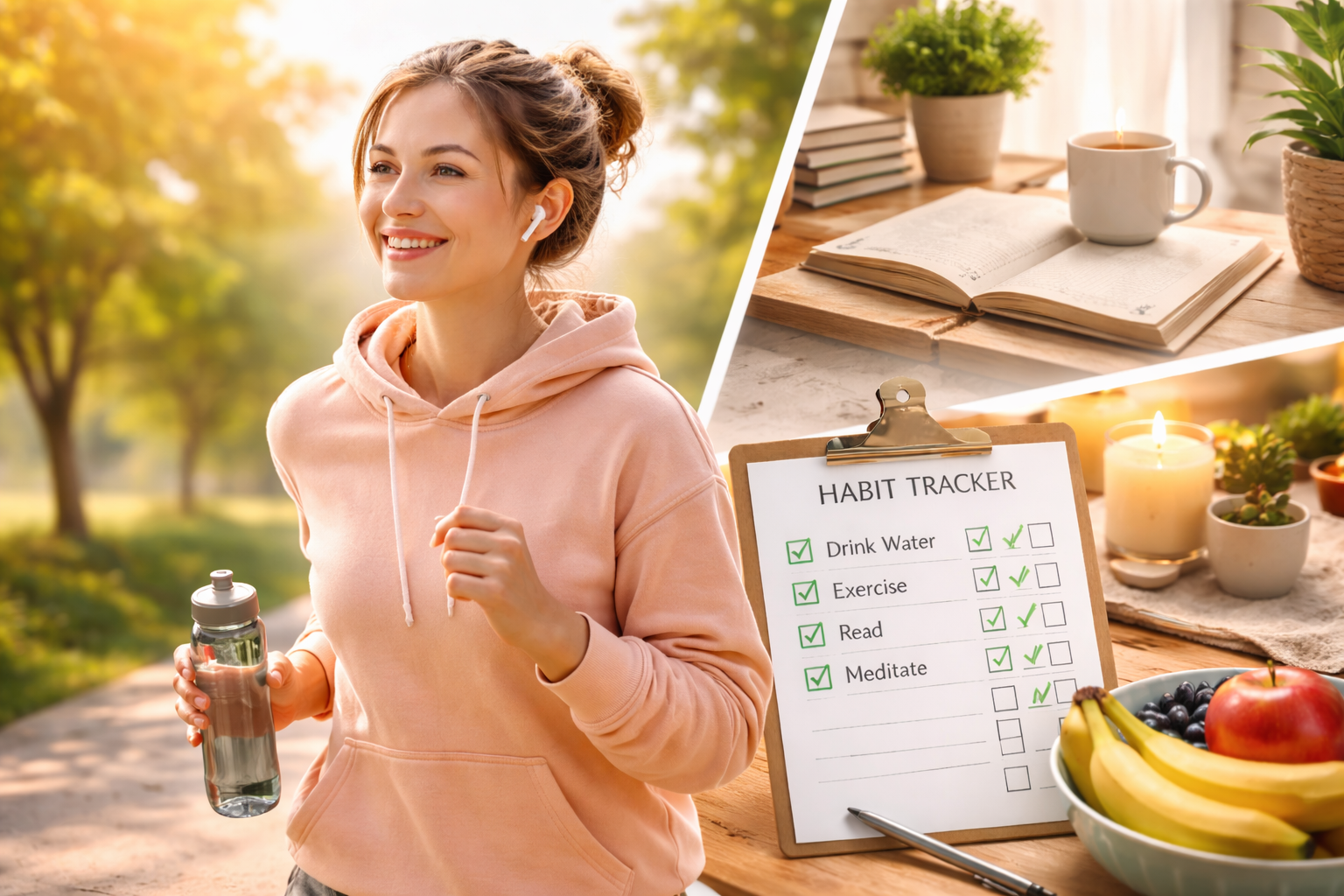 person building daily habits with a simple routine at home showing consistency and focus