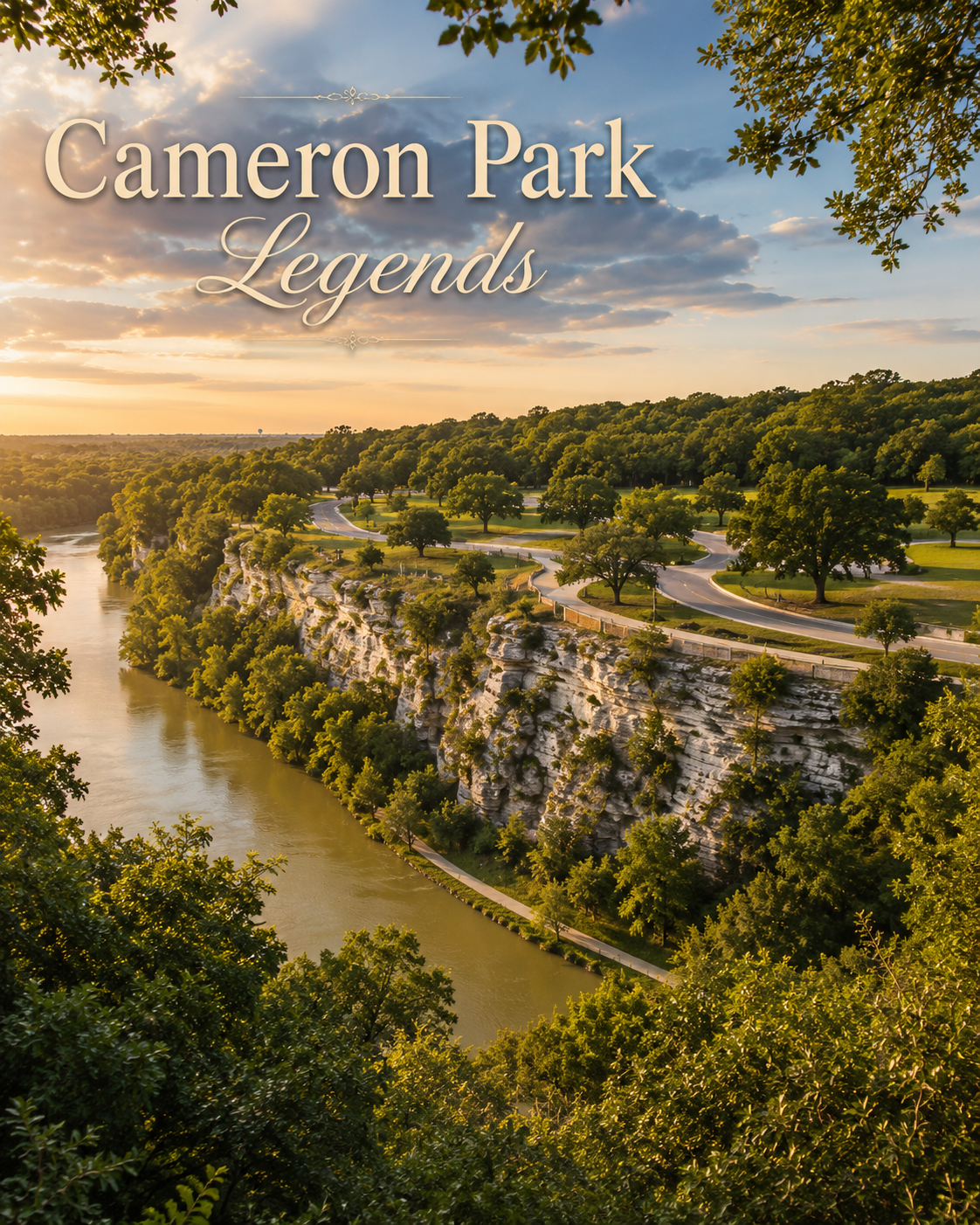 aerial view of bluffs and Lovers Leap in Cameron Park